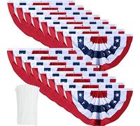 Bandierine americane patriottiche pieghettate per ventaglio, bandiere statunitensi con occhielli in ottone e fascette con cerniera, per il 4 luglio, decorazione per il giorno della commemorazione