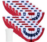 Bandierine americane patriottiche pieghettate per ventaglio, bandiere statunitensi con occhielli in ottone e fascette con cerniera, decorazione per il 4 luglio, per il giorno della commemorazione