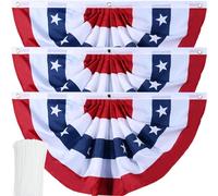Bandierine americane patriottiche pieghettate per ventaglio, bandiere statunitensi con occhielli in ottone e fascette con cerniera, per il 4 luglio, decorazione per il giorno della commemorazione