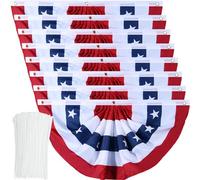 Bandierine americane patriottiche pieghettate per ventaglio, bandiere statunitensi con occhielli in ottone e fascette con cerniera, per il 4 luglio, decorazione per il giorno della memoria all'aperto