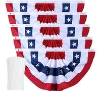 Bandierine americane patriottiche pieghettate per ventaglio, bandiere statunitensi con occhielli in ottone e fascette con cerniera, per il 4 luglio, decorazione per esterni (1,5 x 1,8 m)
