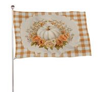 Bandierine bianche e fiori su sfondo crema, 9,6 x 1,5 m, per esterni, decorazione per cortile, portico, prato, fattoria