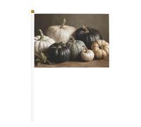 Bandierine bianche e nere con zucche vintage rustiche, piccole bandiere da tenere in mano, mini bandiere su bastone per feste, attività di squadra, sfilate, decorazione per le vacanze, confezione da