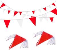 Bandierine Colorate 10M Orange White Pennant Flags String Fabric Triangle Bunting Flag,Party Decorations For Birthday(Red white)