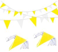 Bandierine Colorate 10M Orange White Pennant Flags String Fabric Triangle Bunting Flag,Party Decorations For Birthday(Yellow white)