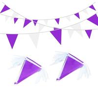 Bandierine Colorate 10M Orange White Pennant Flags String Fabric Triangle Bunting Flag,Party Decorations For Birthday(Purple white)