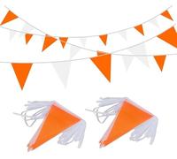 Bandierine Colorate 10M Orange White Pennant Flags String Fabric Triangle Bunting Flag,Party Decorations For Birthday(Orange white)
