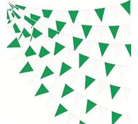 Bandierine Colorate 10M Orange White Pennant Flags String Fabric Triangle Bunting Flag,Party Decorations For Birthday(Green white)