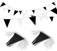 Bandierine Colorate 10M Orange White Pennant Flags String Fabric Triangle Bunting Flag,Party Decorations For Birthday(Black white)