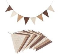 Bandierine Colorate 12FT Brown Pennant Burlap Triangle Flags Coffee Linen Twine String For Celebration Birthday Wedding Party Decoration