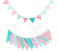 Bandierine Colorate 3.2M Multicolor Fabric Bunting 12 Pennant Flags Wedding Party Decor Home Carnival Garland(NO184)