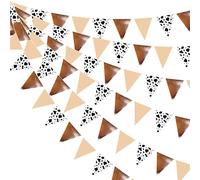 Bandierine Colorate Brown Black White Cow Pattern Paper Triangle Pennant Banners Birthday Party Flag(12pcs)