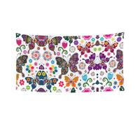 Bandierine colorate con farfalle e fiori per interni ed esterni, cartello decorativo con 4 occhielli in metallo, creatore di atmosfera festiva