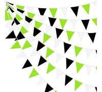 Bandierine Colorate Orange Black Plastic Triangle Pennant Flags - Vibrant Party Garland For Halloween Decor, Birthday(Green black white,1 PC)