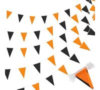 Bandierine Colorate Orange Black Plastic Triangle Pennant Flags - Vibrant Party Garland For Halloween Decor, Birthday(Orange black,1 PC)