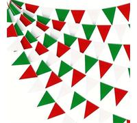 Bandierine Colorate Rainbow Pennant Flags Garland Multicolor Bunting String Felt Triangle For Birthday Party Festival Decorations(Red green 72pcs)
