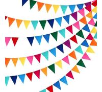 Bandierine Colorate Rainbow Pennant Flags Garland Multicolor Bunting String Felt Triangle For Birthday Party Festival Decorations(Rainbow 72pcs)