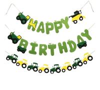 Bandierine Colorate Striscione di buon compleanno a tema trattore escavatore, ghirlanda, decorazione for feste, striscioni, forniture for(1Set)