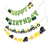 Bandierine Colorate Striscione di buon compleanno a tema trattore escavatore, ghirlanda, decorazione for feste, striscioni, forniture for(Color 3)