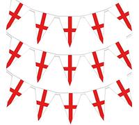 Bandierine con croce di San Giorgio, 10 m, bandiera inglese inglese, 25 bandiere triangolari per il giorno di San Giorgio, coppa europea, cricket, rugby, calcio, coppa del mondo, eventi sportivi,