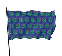 Bandierine con gatti alieni carini 0,9 x 1,5 m striscione decorativo per casa all'aperto e interno banner per feste