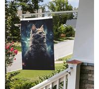 Bandierine con gatto in una nebulosa 60 x 0,9 m per interni ed esterni primavera estate autunno inverno giardino bandiere con occhiello verticale su entrambi i lati bandiere per decorazioni da cortile