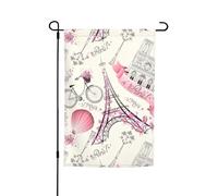 Bandierine con la Torre di Parigi e una bicicletta stampata, per cortile, giardino, spesso per verande, prati, resistenti allo sbiadimento