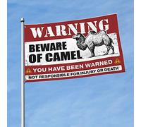 Bandierine con scritta in inglese "Beware of Camel Beware of Camel", per esterni, 120 x 180 cm
