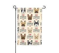 Bandierine con stampa di bulldog francese "I Love French Bulldog" per cortile e giardino, spesse per portici e prati, resistenti allo sbiadimento