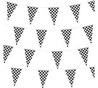 Bandierine da Corsa 30 Metri Bandierine a Scacchi Auto da Corsa Bianche e Nere per Decorazioni Festa Auto da Corse Interni Estern