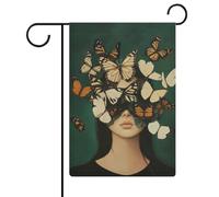 Bandierine da giardino con farfalle coprono il viso di donna, per le vacanze stagionali, in iuta, double face, per casa, cortile, esterni, 30,5 x 45,7 cm