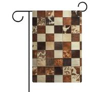 Bandierine da giardino quadrate marroni e bianche per le festività stagionali in iuta su entrambi i lati, 30,5 x 45,7 cm