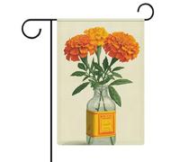 Bandierine da giardino vintage con calendule arancioni in bottiglia di vetro, per vacanze stagionali, in iuta, su entrambi i lati, 30,5 x 45,7 cm