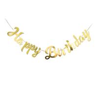 Bandierine decorative, Decorazione for feste con ghirlanda di stamina for striscioni di buon compleanno in carta multicolore(A Gold)