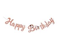 Bandierine decorative, Decorazione for feste con ghirlanda di stamina for striscioni di buon compleanno in carta multicolore(A Rose Gold)