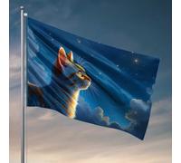 Bandierine decorative per bar e camera da letto, motivo: gatto che guarda il cielo stellato, 30 x 45 cm