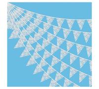 Bandierine decorative, Striscione con stamina di bandiera di iuta in pizzo misto da 10 m e 36 pezzi(Floral Lace)