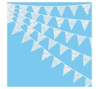 Bandierine decorative, Striscione con stamina di bandiera di iuta in pizzo misto da 10 m e 36 pezzi(Mixed Lace)