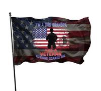 Bandierine Della Decorazione 90X150Cm I'M A Dad Grandpa And A Veteran Nothing Scares Me Doppia Cucitura Parata Bandiere Da Giardino Con Occhielli Flag Per Balcone,Interno