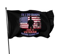 Bandierine Della Decorazione 90X150Cm I'M A Dad Grandpa And A Veteran Nothing Scares Me Durevole Decorazione Flag Con Occhielli Bandiera Per Interno,Parata