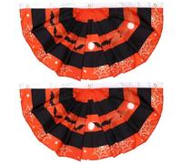 Bandierine di Halloween 2 pezzi 3x1, 5 piedi plissettate con motivo a rete di pipistrelli e ragni bandierine di Halloween arancioni e nere per veranda giardino cortile festa