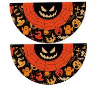 Bandierine di Halloween 2 pezzi bandierine di Halloween 3x1, 5 piedi spaventose bandiere di con pieghe a forma di rete di pipistrelli e ragni di arancioni e nere per port
