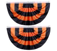 Bandierine di Halloween, 2 pezzi di bandierine pieghettate arancioni nere per esterni, 9, 1 x 1, 8 m, decorazioni di Halloween sospese per portico, giardino, casa interna.