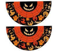 Bandierine di Halloween 2pcs bandierine di Halloween 3x1, 5 piedi spaventose bandiere di con pieghe a forma di rete di pipistrelli e ragni di arancioni e nere per portico