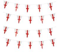 Bandierine di San Giorgio, 10 m - 25 bandierine triangolari dell'Inghilterra per feste nazionali, feste di strada, eventi reali, appassionati di calcio e rugby e decorazioni per eventi (confezione da