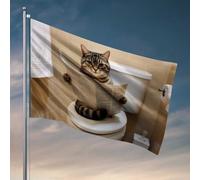 Bandierine divertenti con gatto sul bagno: bandiera occidentale per lettori di giornali, decorazione per la casa, per dormitorio universitario (30 x 45 cm)