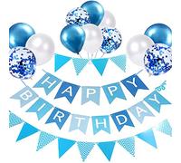 Bandierine e palloncini blu per feste, decorazioni di buon compleanno, 30,5 cm, perfette per feste di compleanno