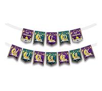 Bandierine Eid Mubarak, viola, verde, oro, decorazioni, sfondo fotografico, sfondo, regalo.