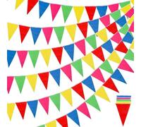 Bandierine in poliestere blu e giallo, 150 bandiere triangolari, decorazione esterna da 30 m, bandierine per feste