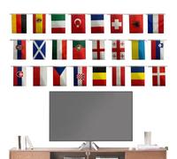 Bandierine in poliestere con 24 paesi, bandierine europee in 24 paesi, decorazione per feste Eurovision | Catena di bandierine decorative sospese colorate, bandierine sospese per bandiere del mondo
